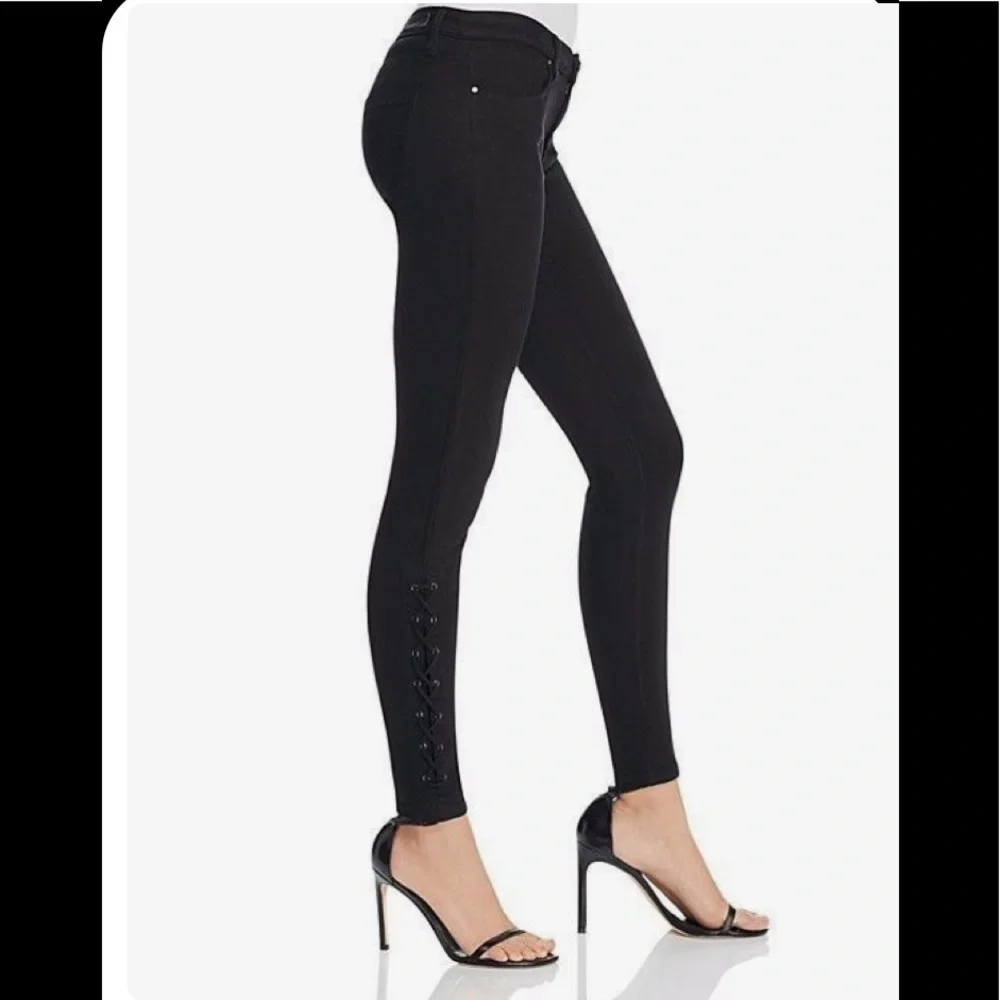 - NWT Anthropologie Black Blank NYC Intro Skinny Jeans faux tie details